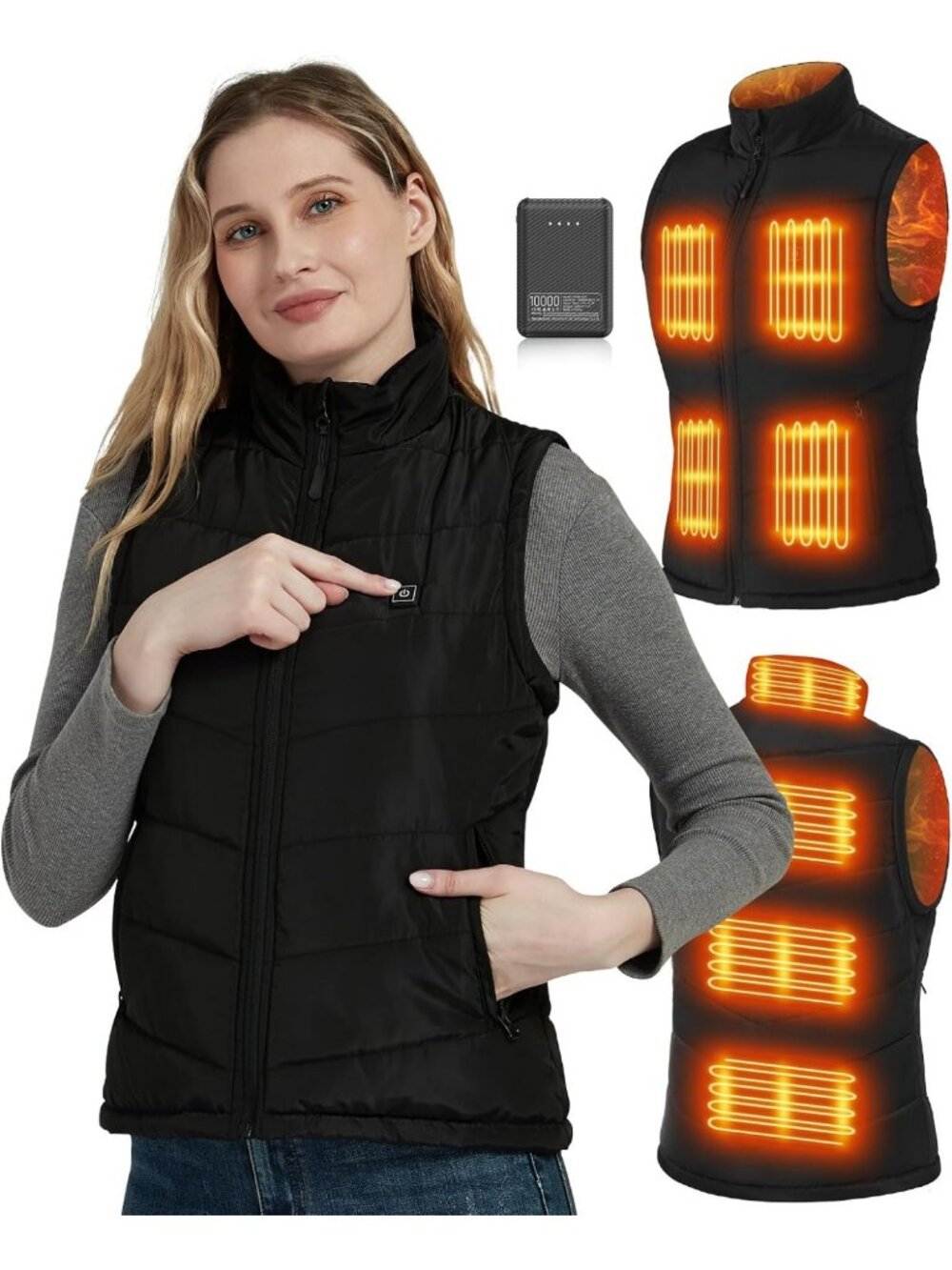 Women's Heated Vest - USB Electric Battery Operated, 8 Heating Zones, Warm